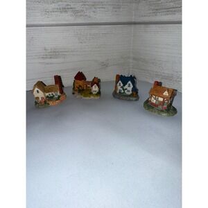 Vintage‎ 1993 J.C. Miniature Village Houses Set of 4 Resin English Cottages